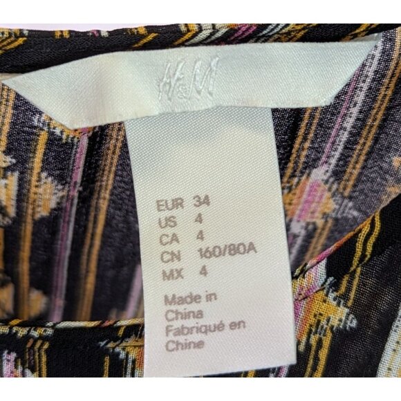 H&M Women size 4 Short Dress Aztec Pattern Flowy Pullover Western Long Sleeve - Picture 7 of 10